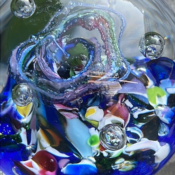 Caithness of Scotland Colorful Myriad Blue Blown Art Glass Paperweight #6759 - Picture 5 of 6